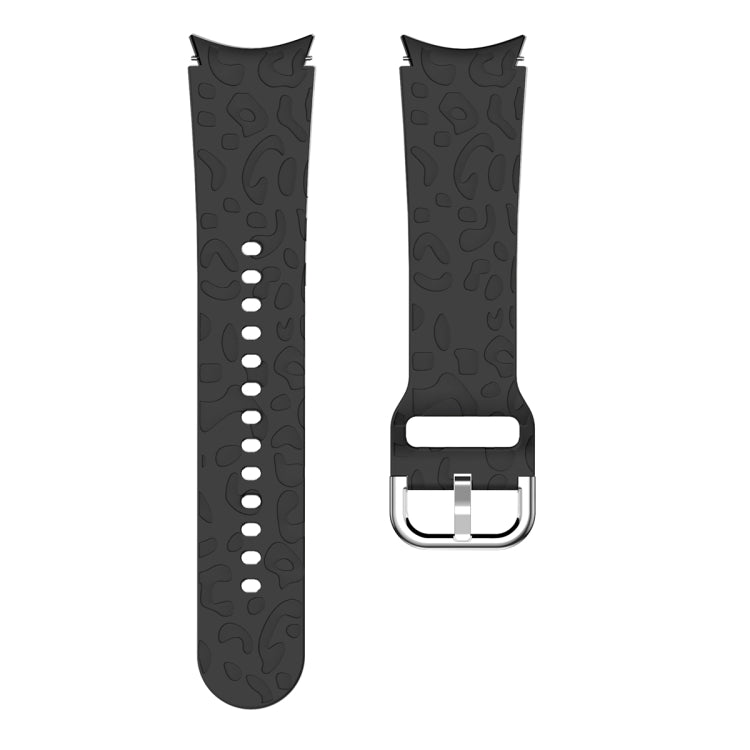 For Samsung Galaxy Watch 6 Leopard Print Embossed Silicone Watch Band(Black) - Watch Bands by PMC TechLife | Online Shopping South Africa | PMC TechLife