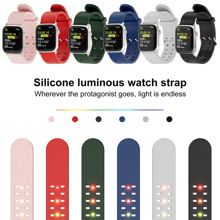 22mm Luminous Colorful Light Silicone Watch Band(Blue) - 22mm Bands by PMC TechLife | Online Shopping South Africa | PMC TechLife