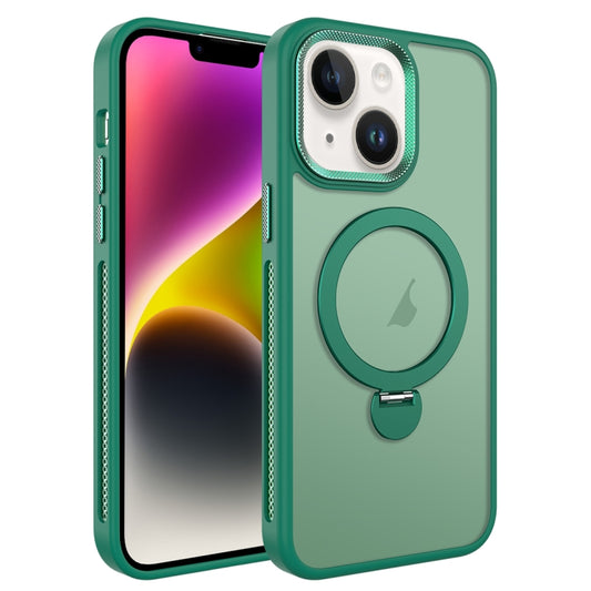 For iPhone 14 MagSafe Magnetic Holder Breathable Phone Case(Green) - iPhone 14 Cases by PMC Jewellery | Online Shopping South Africa | PMC Jewellery