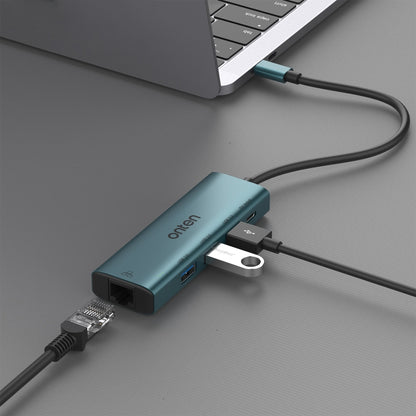 Onten UC121 5 in 1 USB-C / Type-C to USB 3.0 HUB with 5V Input & 100Mbps Network Card - USB HUB by Onten | Online Shopping South Africa | PMC Jewellery | Buy Now Pay Later Mobicred