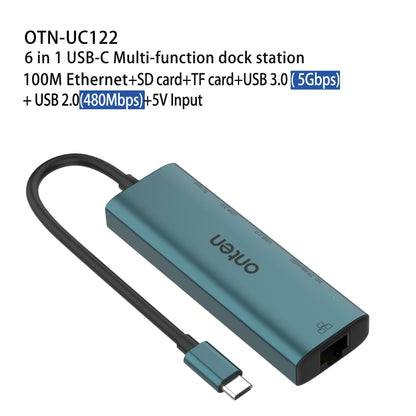 Onten UC122 6 in 1 USB-C / Type-C to SD + TF Card + USB 3.0 HUB with 5V Input & 100Mbps Network Card - USB HUB by Onten | Online Shopping South Africa | PMC Jewellery | Buy Now Pay Later Mobicred