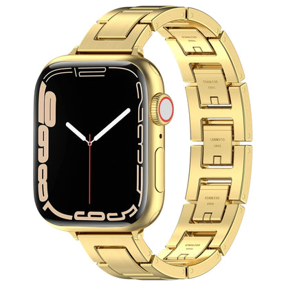 For Apple Watch Series 2 38mm H Slim Stainless Steel Watch Band(Gold) - Watch Bands by PMC Jewellery | Online Shopping South Africa | PMC Jewellery