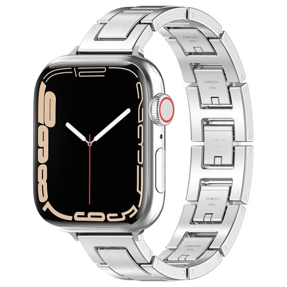 For Apple Watch 42mm H Slim Stainless Steel Watch Band(Silver) - Watch Bands by PMC Jewellery | Online Shopping South Africa | PMC Jewellery