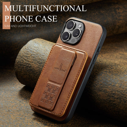 For iPhone 16 Pro Max Fierre Shann Oil Wax Cow Leather Card Holder Back Phone Case(Brown) - iPhone 16 Pro Max Cases by FIERRE SHANN | Online Shopping South Africa | PMC Jewellery | Buy Now Pay Later Mobicred