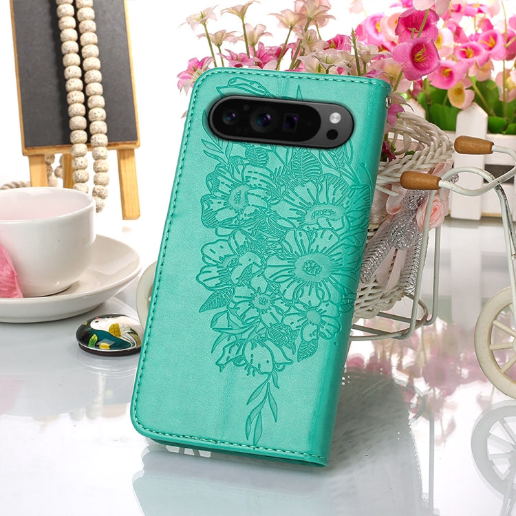 For Google Pixel 9 Pro Embossed Butterfly Leather Phone Case(Green) - Google Cases by PMC Jewellery | Online Shopping South Africa | PMC Jewellery | Buy Now Pay Later Mobicred