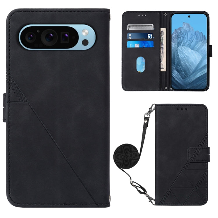 For Google Pixel 9 Crossbody 3D Embossed Flip Leather Phone Case(Black) - Google Cases by PMC Jewellery | Online Shopping South Africa | PMC Jewellery | Buy Now Pay Later Mobicred