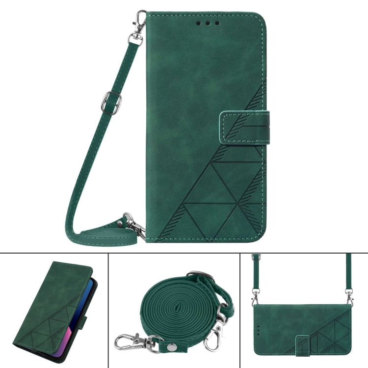 For Google Pixel 9 Crossbody 3D Embossed Flip Leather Phone Case(Dark Green) - Google Cases by PMC Jewellery | Online Shopping South Africa | PMC Jewellery | Buy Now Pay Later Mobicred