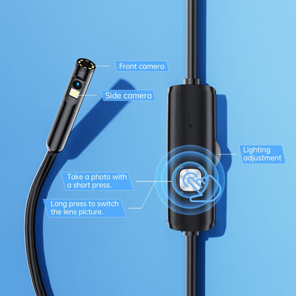 AN112 8mm Double Lenses HD Industry Endoscope Type-C + Micro USB + 8 Pin Connection, Length:1m Hard Tube -  by PMC Jewellery | Online Shopping South Africa | PMC Jewellery | Buy Now Pay Later Mobicred