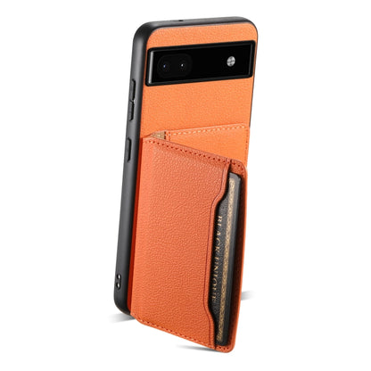 For Google Pixel 6a Calf Texture Card Bag Design Full Coverage Phone Case(Orange) - Google Cases by PMC Jewellery | Online Shopping South Africa | PMC Jewellery | Buy Now Pay Later Mobicred