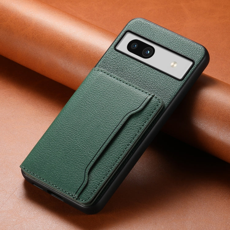 For Google Pixel 7a Calf Texture Card Bag Design Full Coverage Phone Case(Green) - Google Cases by PMC TechLife | Online Shopping South Africa | PMC TechLife | Buy Now Pay Later Mobicred