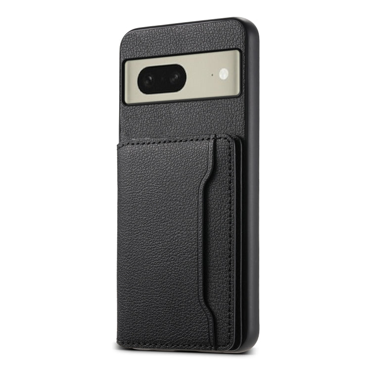 For Google Pixel 8 Calf Texture Card Bag Design Full Coverage Phone Case(Black) - Google Cases by PMC Jewellery | Online Shopping South Africa | PMC Jewellery | Buy Now Pay Later Mobicred