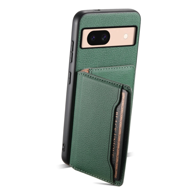 For Google Pixel 8a Calf Texture Card Bag Design Full Coverage Phone Case(Green) - Google Cases by PMC Jewellery | Online Shopping South Africa | PMC Jewellery | Buy Now Pay Later Mobicred