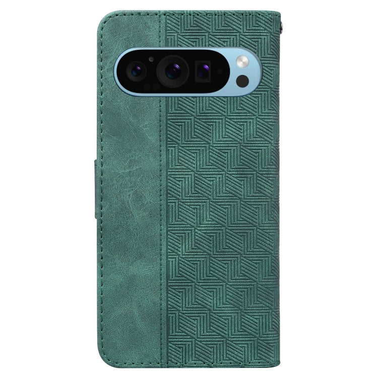 For Google Pixel 9 Geometric Embossed Leather Phone Case(Green) - Google Cases by PMC Jewellery | Online Shopping South Africa | PMC Jewellery | Buy Now Pay Later Mobicred