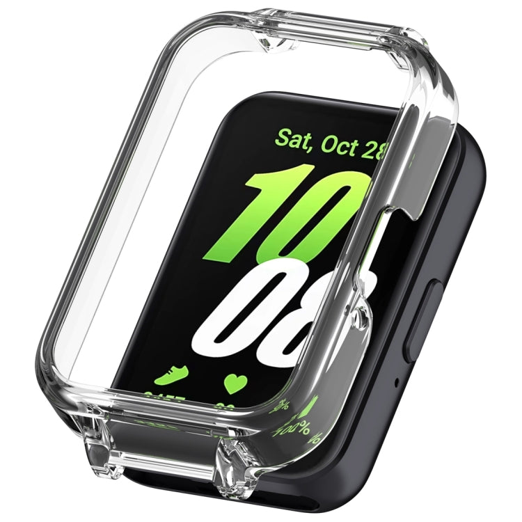 For Samsung Galaxy Fit 3 12mm Half Coverage Hollowed PC Watch Protective Case(Transparent White) - Watch Cases by PMC Jewellery | Online Shopping South Africa | PMC Jewellery