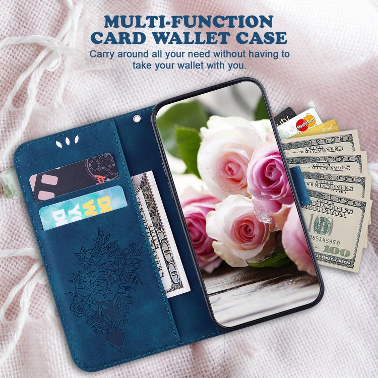 For Google Pixel 9 Butterfly Rose Embossed Leather Phone Case(Blue) - Google Cases by PMC TechLife | Online Shopping South Africa | PMC TechLife | Buy Now Pay Later Mobicred
