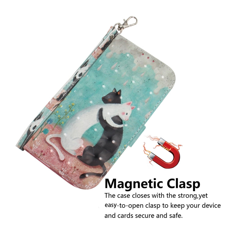 For Google Pixel 9 Pro 3D Colored Horizontal Flip Leather Phone Case(Black White Cat) - Google Cases by PMC TechLife | Online Shopping South Africa | PMC TechLife | Buy Now Pay Later Mobicred