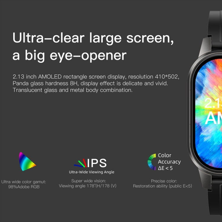 LEMFO DM62 2.13 inch AMOLED Square Screen Smart Watch Android 8.1, Specification:2GB+16GB(Black) - free shipping - PMC TechLife - Order now!