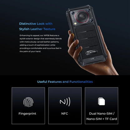 Oukitel WP36, 8GB+128GB, IP68/IP69K, Fingerprint Identification, 10600mAh, 6.52 inch MediaTek MT8788 Octa Core, NFC, OTG, Network: 4G(Black) - OUKITEL by OUKITEL | Online Shopping South Africa | PMC Jewellery | Buy Now Pay Later Mobicred