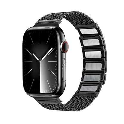 For Apple Watch SE 40mm Magnetic Clasp Braided Chain Stainless Steel Watch Band(Black) - Watch Bands by PMC Jewellery | Online Shopping South Africa | PMC Jewellery