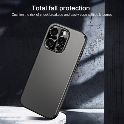 For iPhone 14 Pro Max R-JUST RJ-61 Electroplating Frosted TPU + PC Phone Case with Holder(Silver) - iPhone 14 Pro Max Cases by R-JUST | Online Shopping South Africa | PMC Jewellery