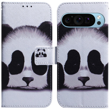 For Google Pixel 9 Pro Coloured Drawing Flip Leather Phone Case(Panda) - Google Cases by PMC Jewellery | Online Shopping South Africa | PMC Jewellery | Buy Now Pay Later Mobicred