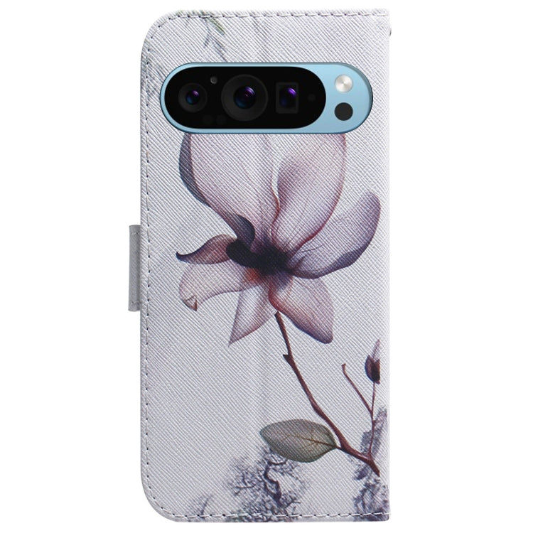 For Google Pixel 9 Coloured Drawing Flip Leather Phone Case(Magnolia) - Google Cases by PMC TechLife | Online Shopping South Africa | PMC TechLife | Buy Now Pay Later Mobicred
