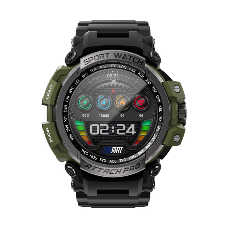 LOKMAT ATTACK 2 Pro 1.39 inch BT5.1 Smart Sport Watch, Support Bluetooth Call / Sleep / Heart Rate / Blood Pressure Health Monitor(Black Green) - Smart Watches by Lokmat | Online Shopping South Africa | PMC Jewellery