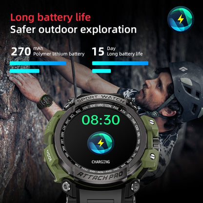 LOKMAT ATTACK 2 Pro 1.39 inch BT5.1 Smart Sport Watch, Support Bluetooth Call / Sleep / Heart Rate / Blood Pressure Health Monitor(Black Green) - Smart Watches by Lokmat | Online Shopping South Africa | PMC Jewellery