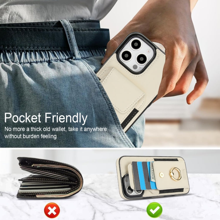 For iPhone 16 Pro Elastic Card Bag Ring Holder Phone Case(White) - iPhone 16 Pro Cases by PMC Jewellery | Online Shopping South Africa | PMC Jewellery | Buy Now Pay Later Mobicred