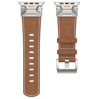 For Apple Watch Series 7 45mm Mecha Style Leather Watch Band(Dark Brown) - Watch Bands by PMC Jewellery | Online Shopping South Africa | PMC Jewellery