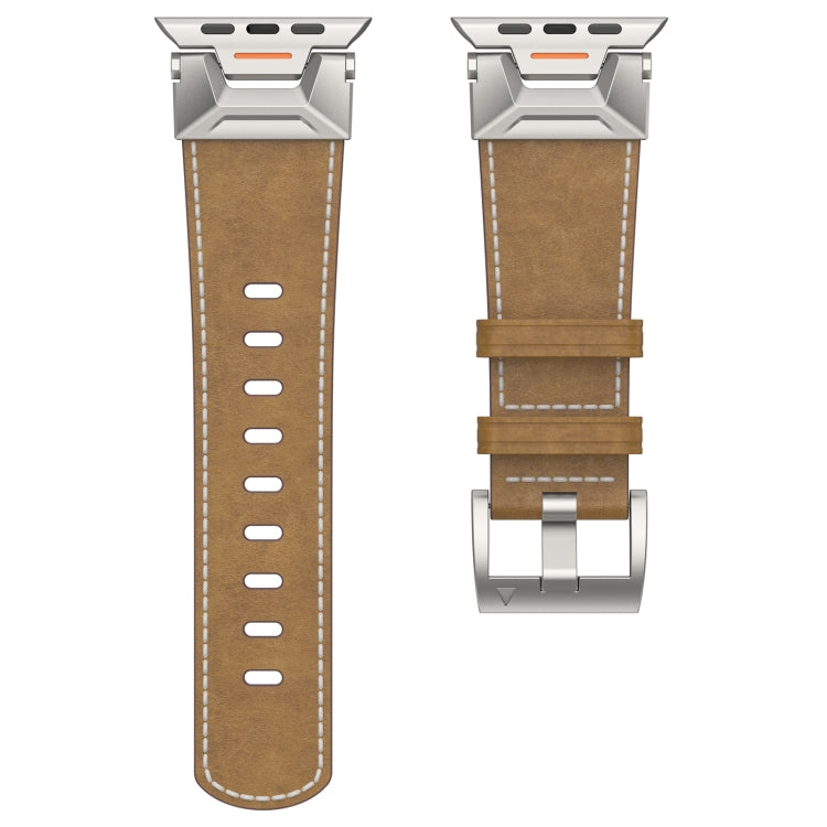 For Apple Watch Series 4 44mm Mecha Style Leather Watch Band(Light Brown) - Watch Bands by PMC TechLife | Online Shopping South Africa | PMC TechLife
