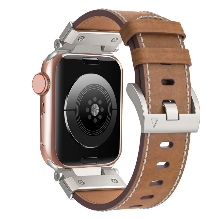 For Apple Watch Series 3 42mm Mecha Style Leather Watch Band(Dark Brown) - Watch Bands by PMC Jewellery | Online Shopping South Africa | PMC Jewellery