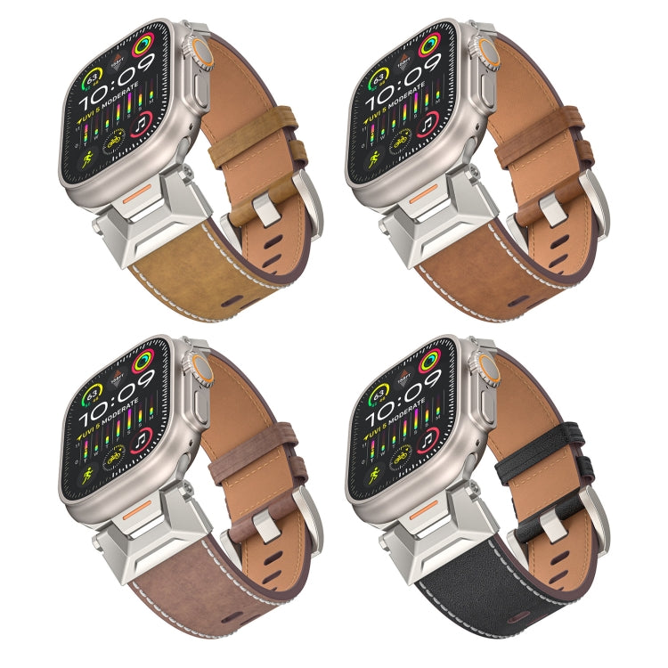 For Apple Watch Series 5 44mm Mecha Style Leather Watch Band(Light Brown) - Watch Bands by PMC Jewellery | Online Shopping South Africa | PMC Jewellery