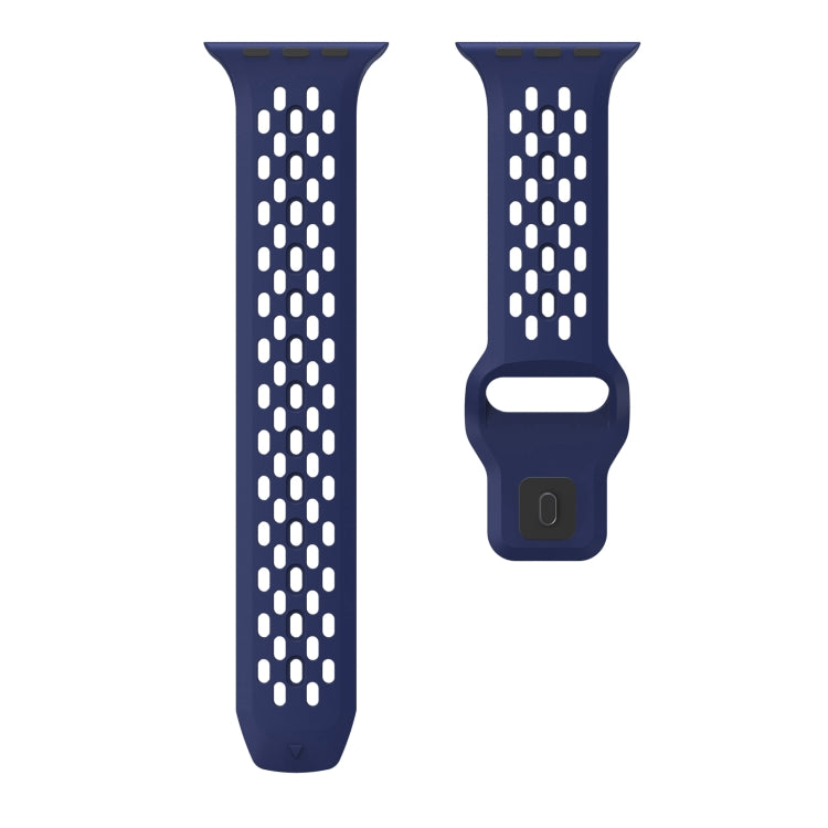 For Apple Watch Series 6 44mm Oval Holes Fluororubber Watch Band(Midnight Blue) - Watch Bands by PMC Jewellery | Online Shopping South Africa | PMC Jewellery