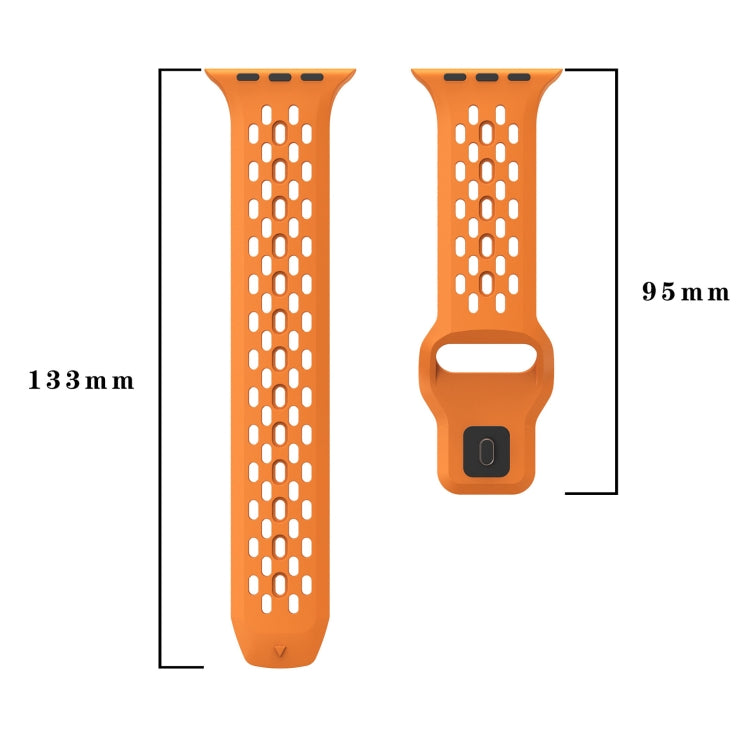 For Apple Watch Series 5 44mm Oval Holes Fluororubber Watch Band(Red) - Watch Bands by PMC Jewellery | Online Shopping South Africa | PMC Jewellery