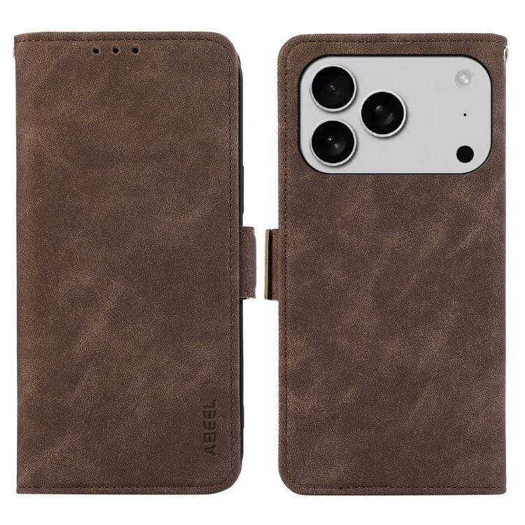 For iPhone 17 Pro Max ABEEL Frosted Magnetic RFID Leather Phone Case(Brown) - free shipping - PMc TechLife - Order now!
