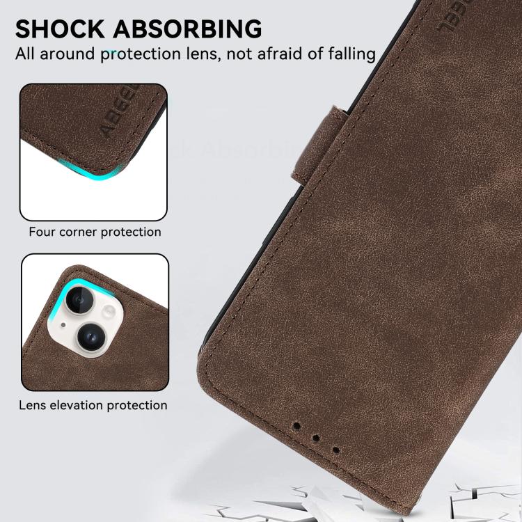 For iPhone 17 Pro Max ABEEL Frosted Magnetic RFID Leather Phone Case(Brown) - free shipping - PMc TechLife - Order now!