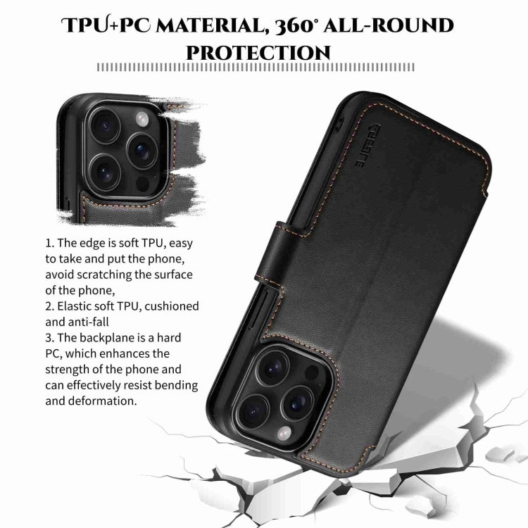 For iPhone 14 / 13 ESEBLE E1 Nappa Texture MagSafe Holder Leather Phone Case(Black) - iPhone 14 Cases by ESEBLE | Online Shopping South Africa | PMC Jewellery | Buy Now Pay Later Mobicred