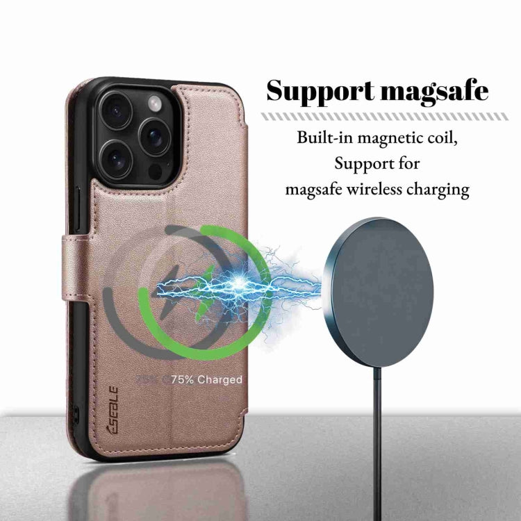 For iPhone 14 Pro ESEBLE E1 Nappa Texture MagSafe Holder Leather Phone Case(Rose Gold) - free shipping - PMC Jewellery - Order now!