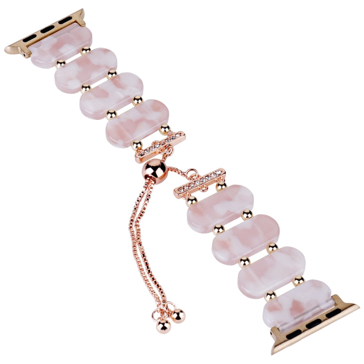 For Apple Watch Series 9 45mm Resin Retractable Chain Watch Band(Pink Flower) - Watch Bands by PMC Jewellery | Online Shopping South Africa | PMC Jewellery