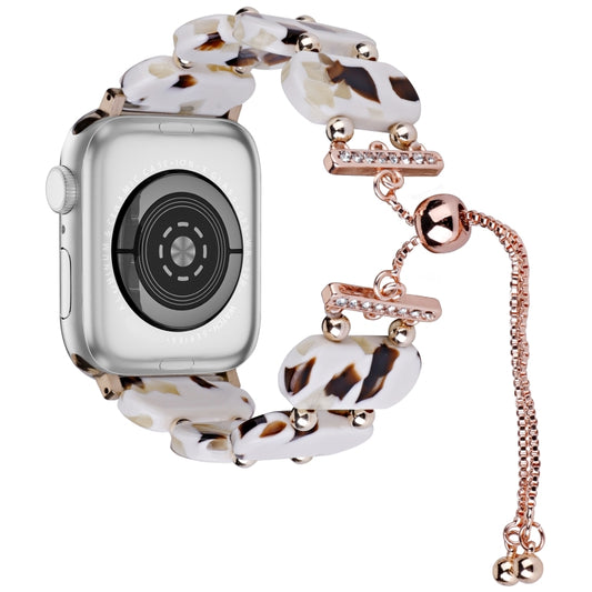 For Apple Watch Series 9 41mm Resin Retractable Chain Watch Band(Nougat) - Watch Bands by PMC Jewellery | Online Shopping South Africa | PMC Jewellery