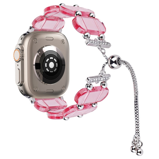 For Apple Watch Ultra 49mm Resin Retractable Chain Watch Band(Pink) - Watch Bands by PMC Jewellery | Online Shopping South Africa | PMC Jewellery