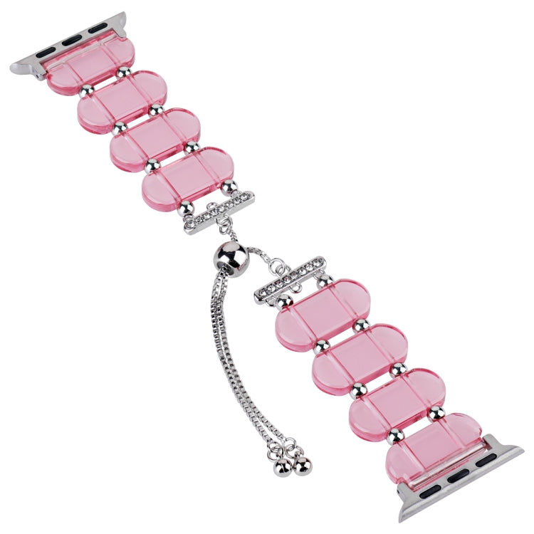 For Apple Watch Series 8 41mm Resin Retractable Chain Watch Band(Pink) - Watch Bands by PMC Jewellery | Online Shopping South Africa | PMC Jewellery