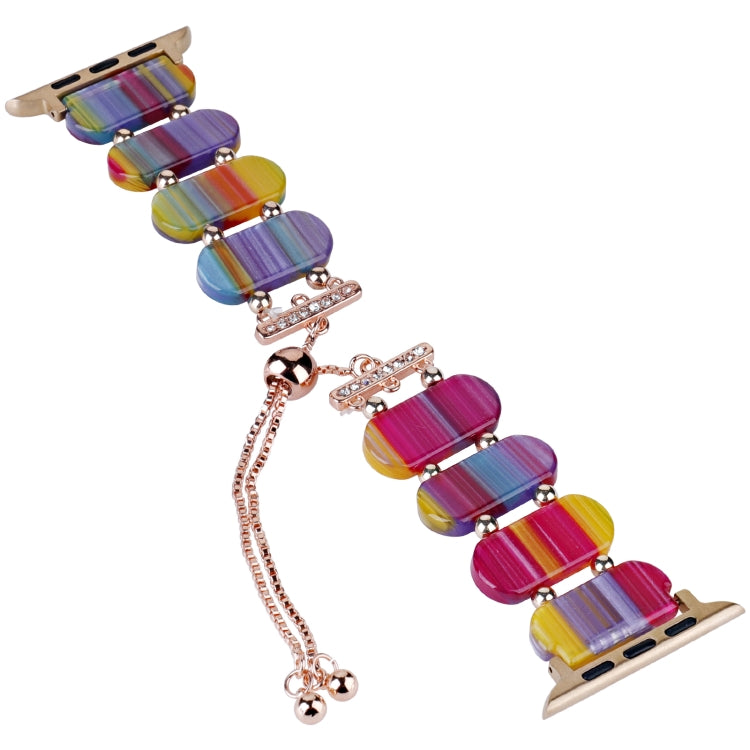 For Apple Watch Series 8 41mm Resin Retractable Chain Watch Band(Rainbow) - Watch Bands by PMC TechLife | Online Shopping South Africa | PMC TechLife