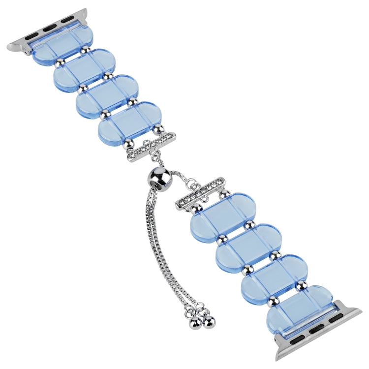 For Apple Watch Series 7 45mm Resin Retractable Chain Watch Band(Blue) - Watch Bands by PMC TechLife | Online Shopping South Africa | PMC TechLife