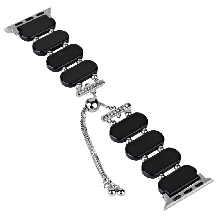 For Apple Watch Series 7 45mm Resin Retractable Chain Watch Band(Black) - Watch Bands by PMC TechLife | Online Shopping South Africa | PMC TechLife