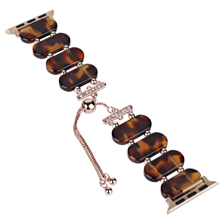 For Apple Watch SE 40mm Resin Retractable Chain Watch Band(Tortoiseshell) - Watch Bands by PMC Jewellery | Online Shopping South Africa | PMC Jewellery