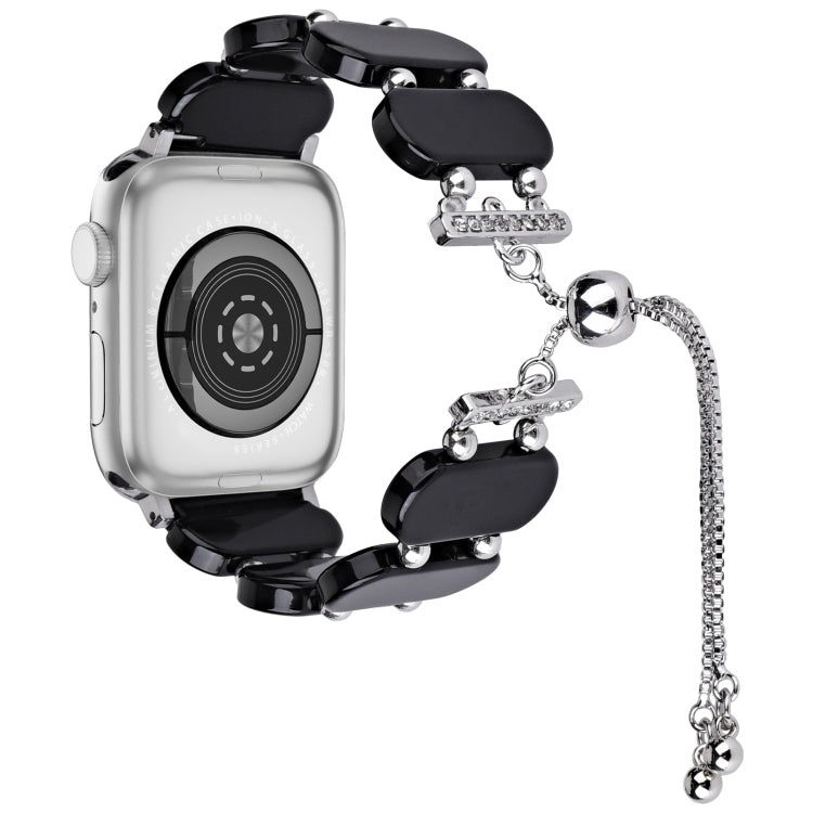 For Apple Watch Series 5 44mm Resin Retractable Chain Watch Band(Black) - free shipping - PMC TechLife - Order now!