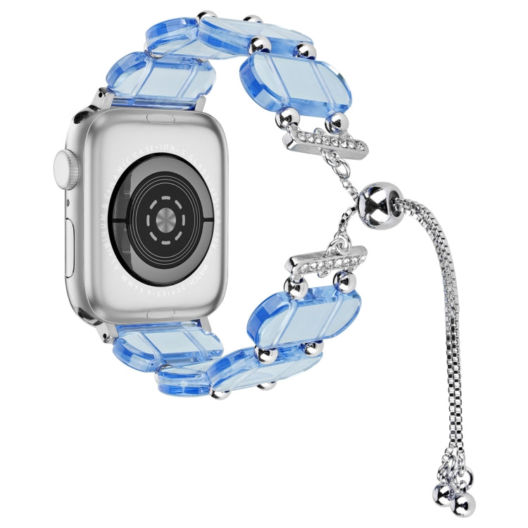 For Apple Watch Series 3 38mm Resin Retractable Chain Watch Band(Blue) - Watch Bands by PMC Jewellery | Online Shopping South Africa | PMC Jewellery