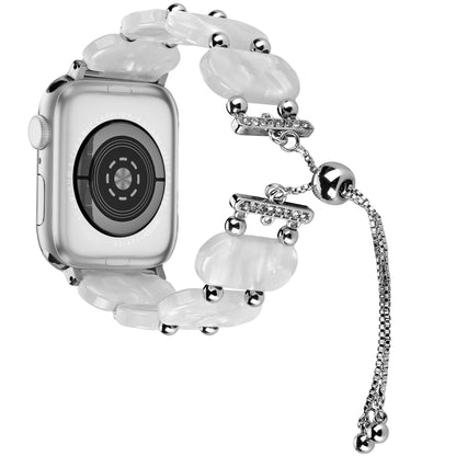 For Apple Watch Series 2 42mm Resin Retractable Chain Watch Band(Pearl White) - Watch Bands by PMC Jewellery | Online Shopping South Africa | PMC Jewellery